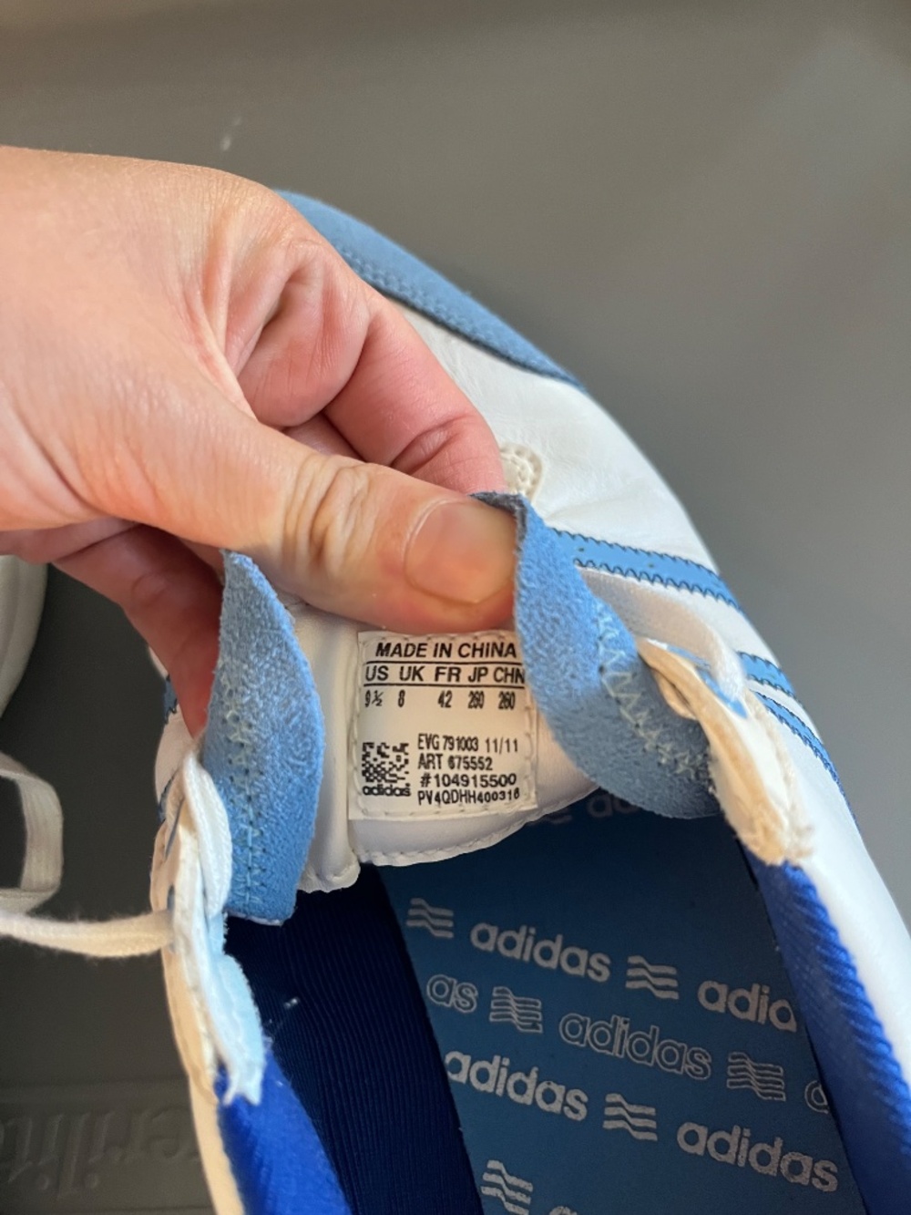 Adidas Adicross Spikeless Golf Shoes White Sky Blue Suede Sneakers 675552 - Picture 5 of 6